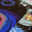 Load image into Gallery viewer, Angled midsection button view of the Twi-Fright Zone 7-Strong button down, featuring various shade of blue and black portals opening on a black background with various haunting creatures emerging from them. The shirt is featured on a similar dark background, with various of the characters seen in the background.