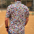 Load image into Gallery viewer, Person wearing a colorful patterned shirt on a baseball field