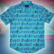 Load image into Gallery viewer, Full centered view of the 7-Strong adult "I'd Tap That" shirt - in a bright seafoam green color, the shirt features rows of custom beer tap handles modeled after previous 7-Strong designs. Shirt is displayed against a cartoon bar background.