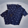 Load image into Gallery viewer, 7-Strong's adult and youth Ballpark Blueprints shirt, featuring overhead maps of all the major league stadiums, center justified, and overlapping each other against a background of one of the drawn maps.