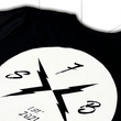Load image into Gallery viewer, Close up back shoulder look of the 7-Strong black Branded tee, featuring the X-Brand patch logo centered in white. Shirt is featured against a white geometric background.