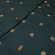 Load image into Gallery viewer, Midsection display view of the 7-Strong "Straight Sippin'" Short Sleeve button down. The shirt is a deep green with black ripples as its background, while the foreground has various drinking glasses with various levels of whiskey, some with ice, others without.