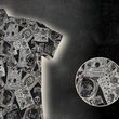 Load image into Gallery viewer, 3/4 view of the youth 7-Strong "Cinco de Mayhem" button down shirt. Shirt features black and white posters featuring various created luchadors advertised for matches, all overlapping each other over a black shirt. Shirt is displayed on a black gradient background with some of the characters ghosted in the back. In the bottom right corner is a detail circle highlighting aspects of the design.